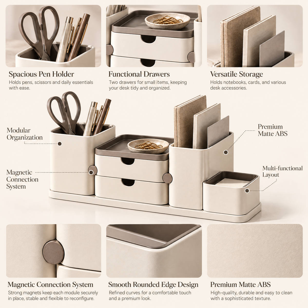 Norvendell™ Multi-Compartment Desktop Organizer
