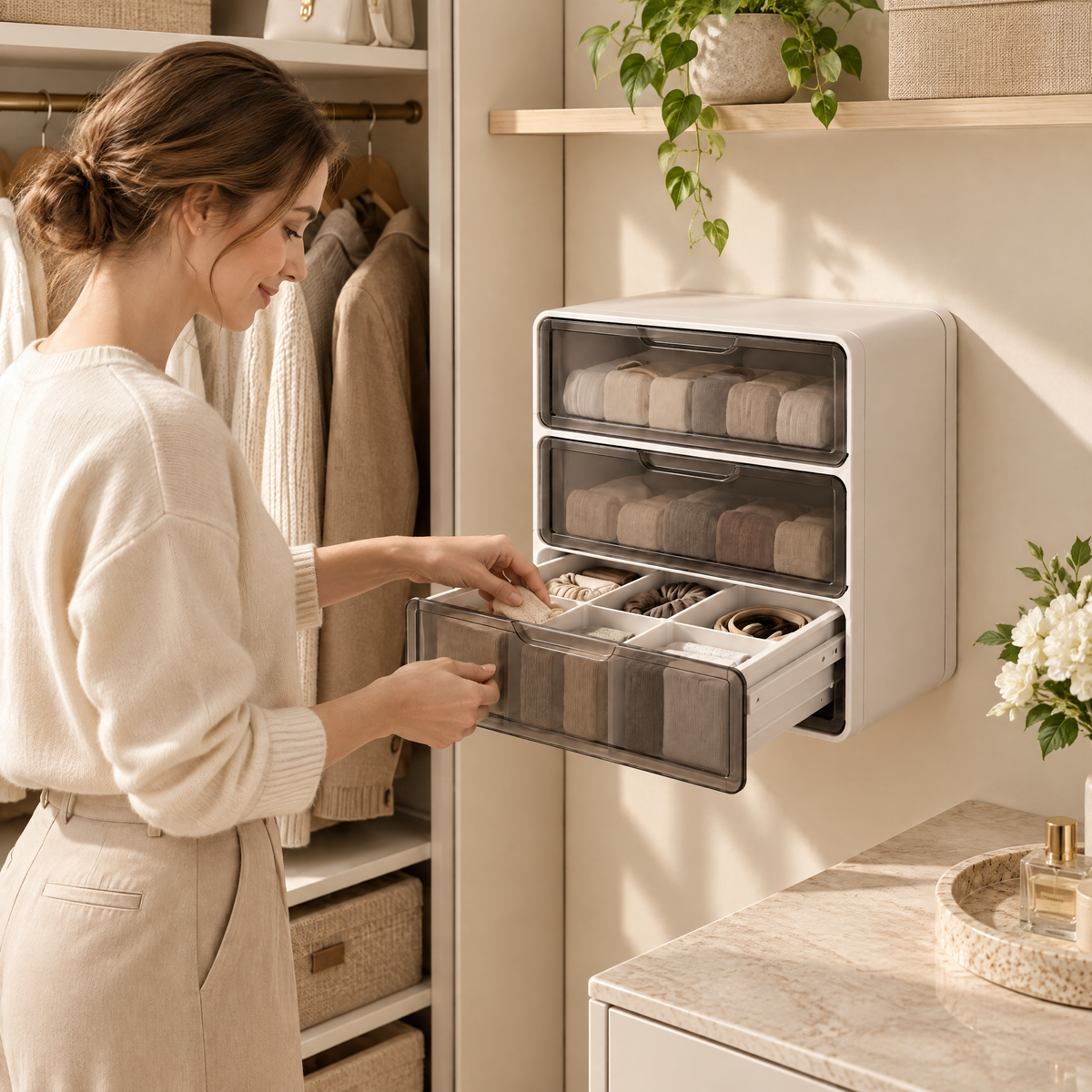 Norvendell™ Stackable Clear Drawer Organizer