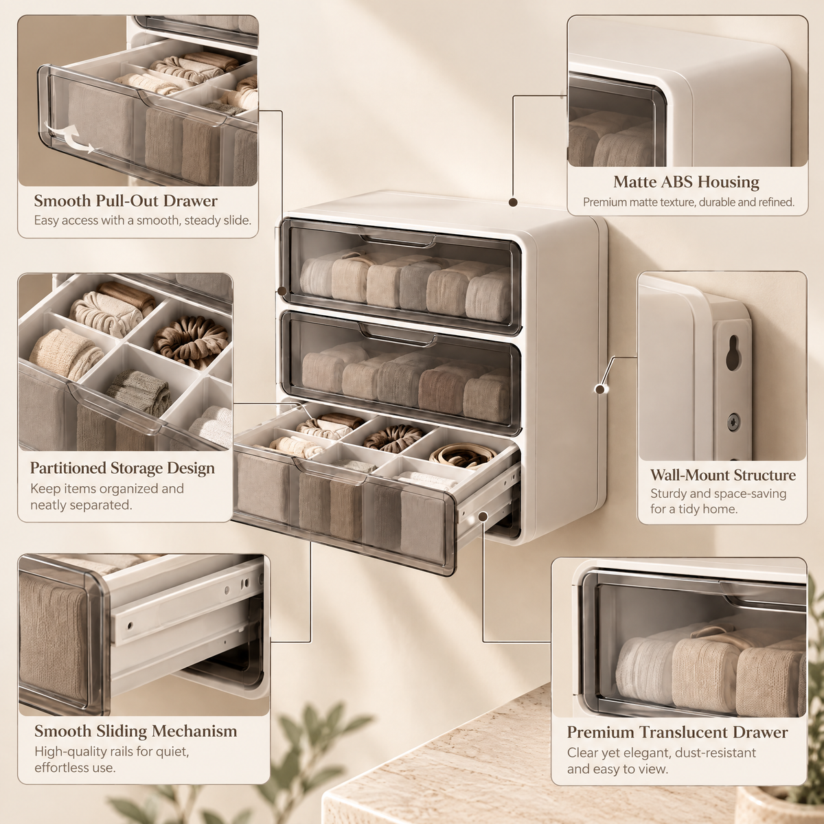 Norvendell™ Stackable Clear Drawer Organizer