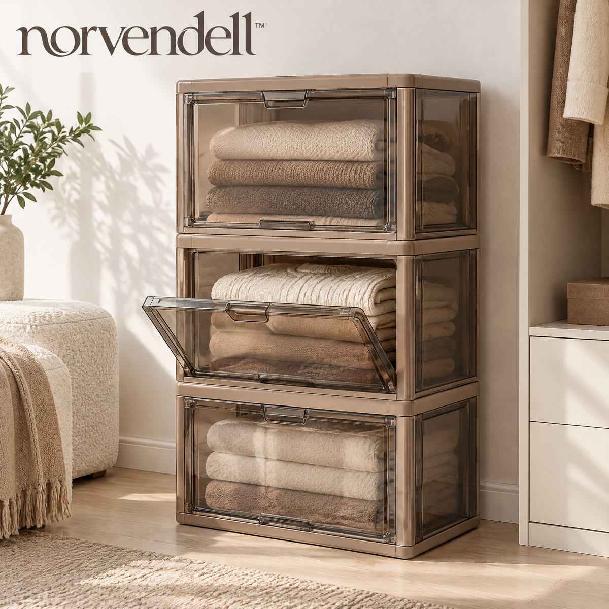 Norvendell™ Stackable Fold-Front Storage Cabinet