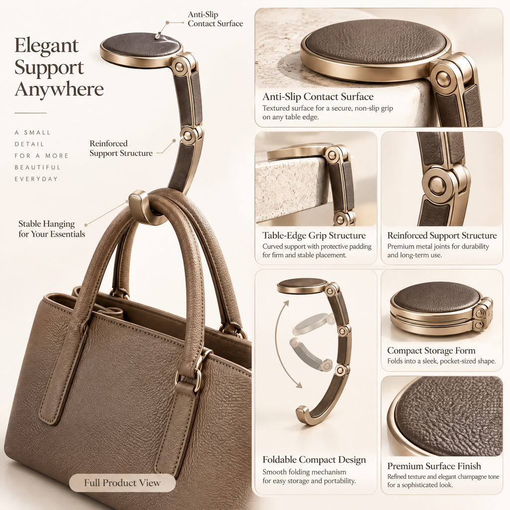 Norvendell™ Foldable Tabletop Handbag Hook