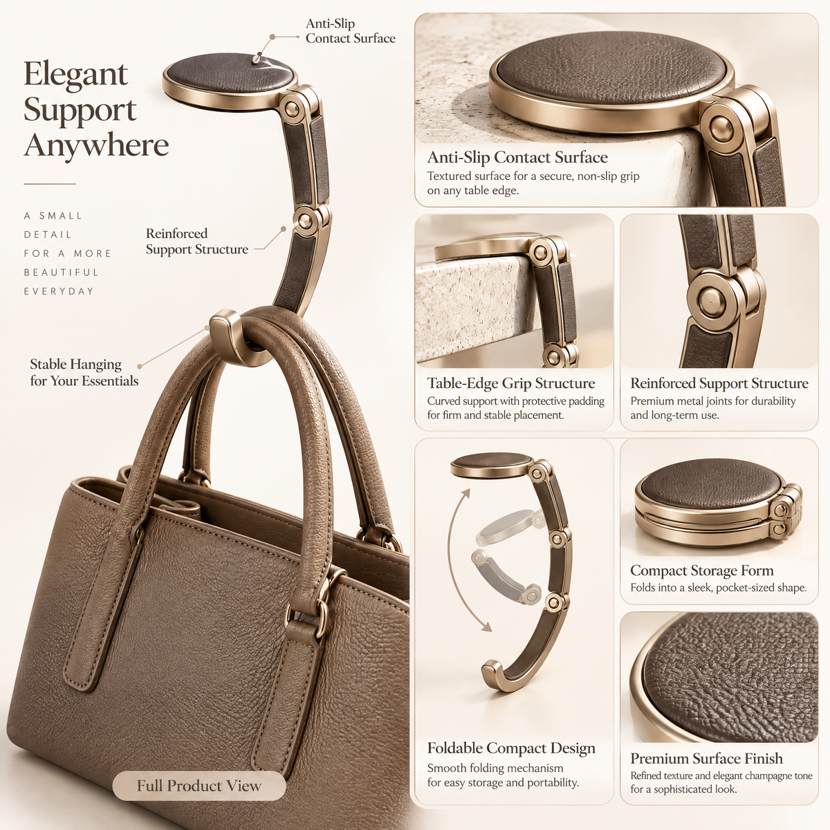 Norvendell™ Foldable Tabletop Handbag Hook
