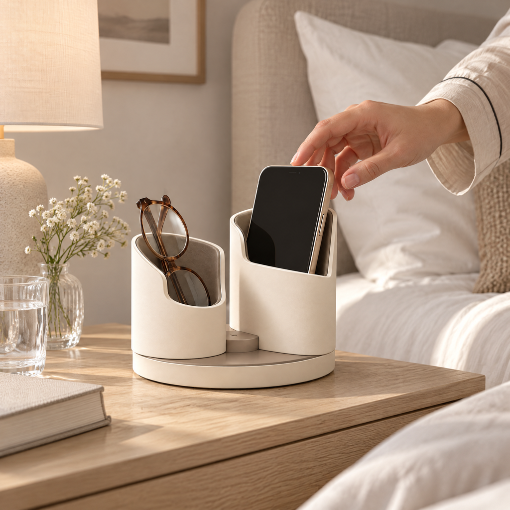 Norvendell™ Rotating Bedside Essentials Organizer