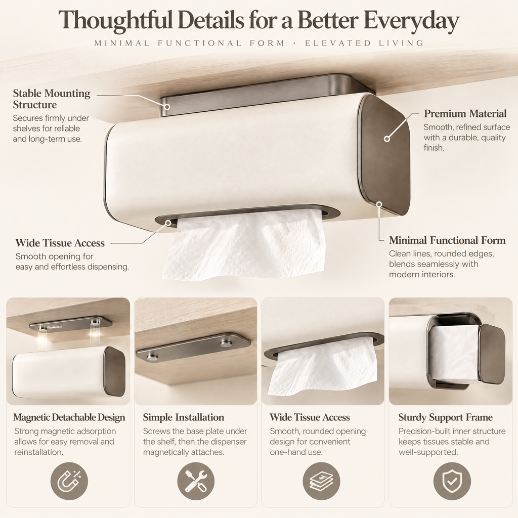 Norvendell™ Under-Shelf Tissue Box Holder